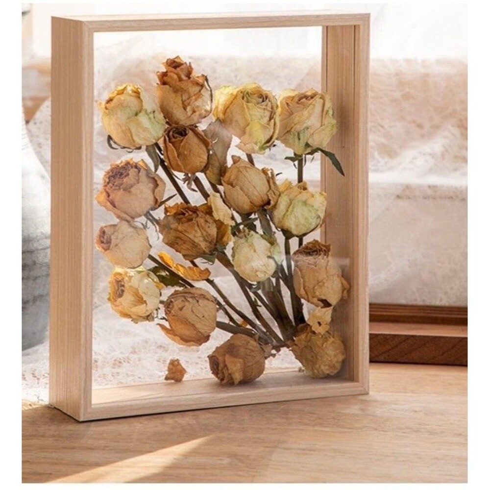 Wooden Dried Flower Photo Frame Dried Flower Display Stand Decorative Floatin...